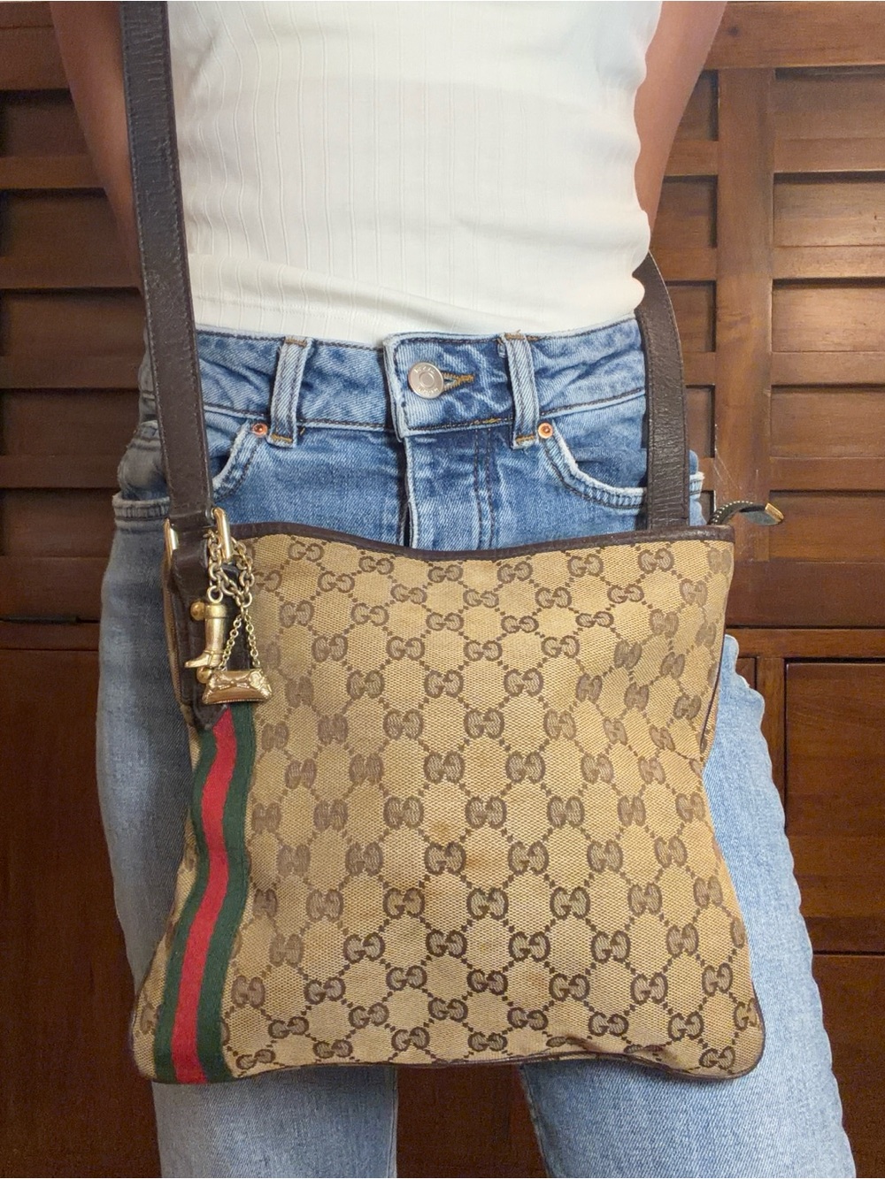Gucci GG Canvas Web Stripe Shoulder Bag